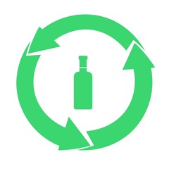 Bouteille de vin dans un symbole recyclage