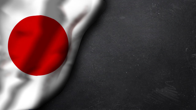 japanische Flagge auf Schiefertafel