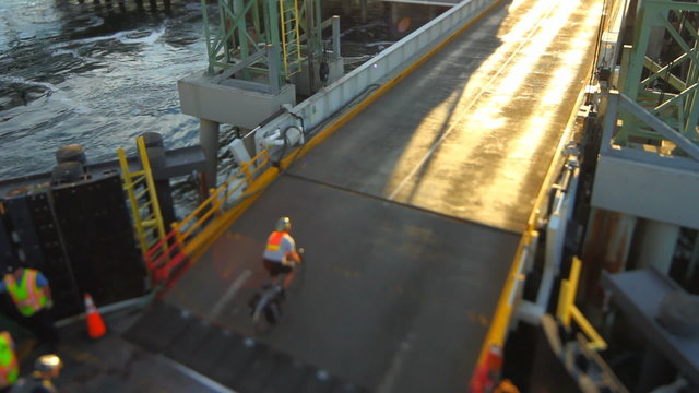 Seattle Ferry Disembarking Bikes Tilt Shift