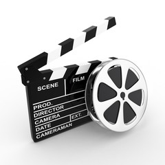 3d Photo Film and Clapboard - isolated