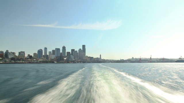 Seattle Ferry Ride Rear View Time Lapse
