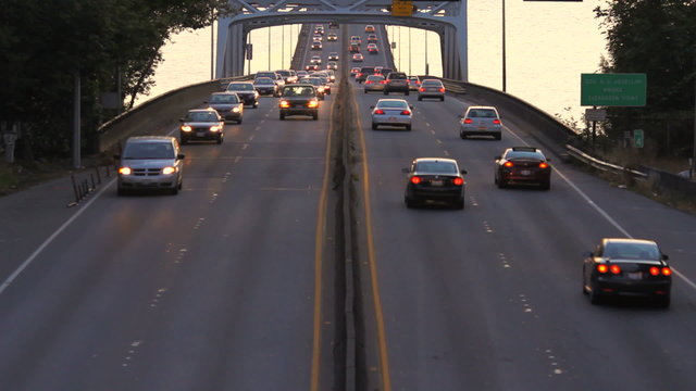 Seattle Highway 520 Traffic Bridge Sunset