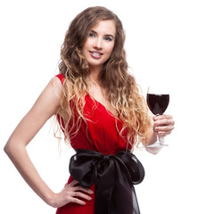 woman with wineglass