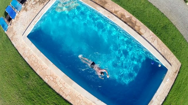 Swimming in a Private Pool - Aerial View, Mallorca