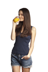 Beautiful girl with orange juice
