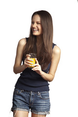 Beautiful girl with orange juice