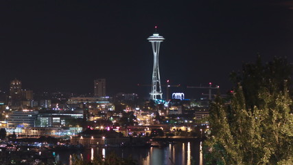 Seattle I-5 Traffic Time Lapse Night Zoom