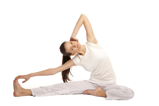 beautiful girl is engaged in yoga