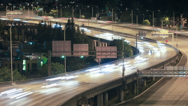 Seattle I-5 Traffic Time Lapse Night