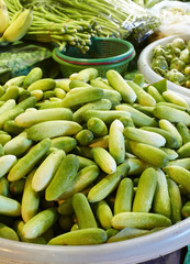 close up asian cucumber in market