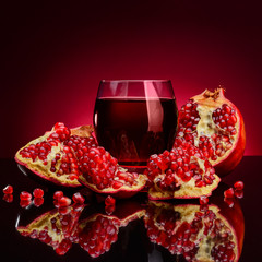 pomegranate juice and fruits