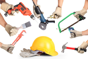 Selection of tools in the shape of a house