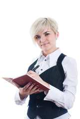 Woman with daily log