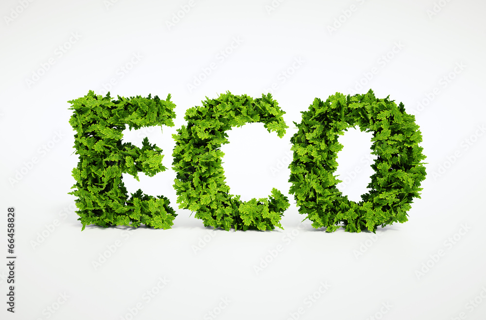 Poster Ecological image of text, which is composed of many leaves