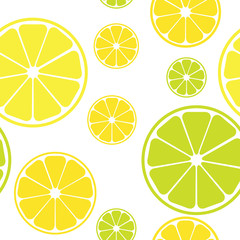 Vector seamless pattern with lemons white background..