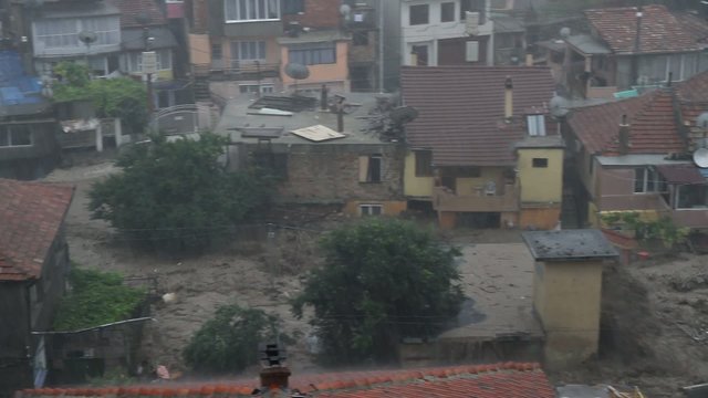 Rain inundation in Bulgaria, Varna. Tsunami flood.