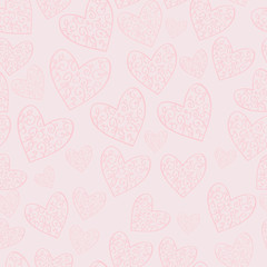Fototapeta na wymiar Seamless soft pink pattern with hearts