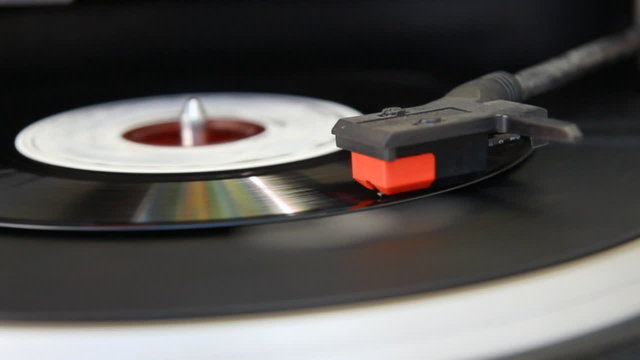 vintage vinyl record on turntable player