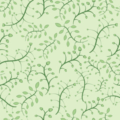Stylish floral seamless pattern in green colors