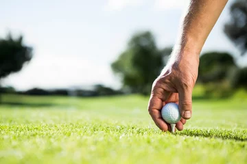 Foto op Plexiglas Golfer placing golf ball on tee © WavebreakMediaMicro