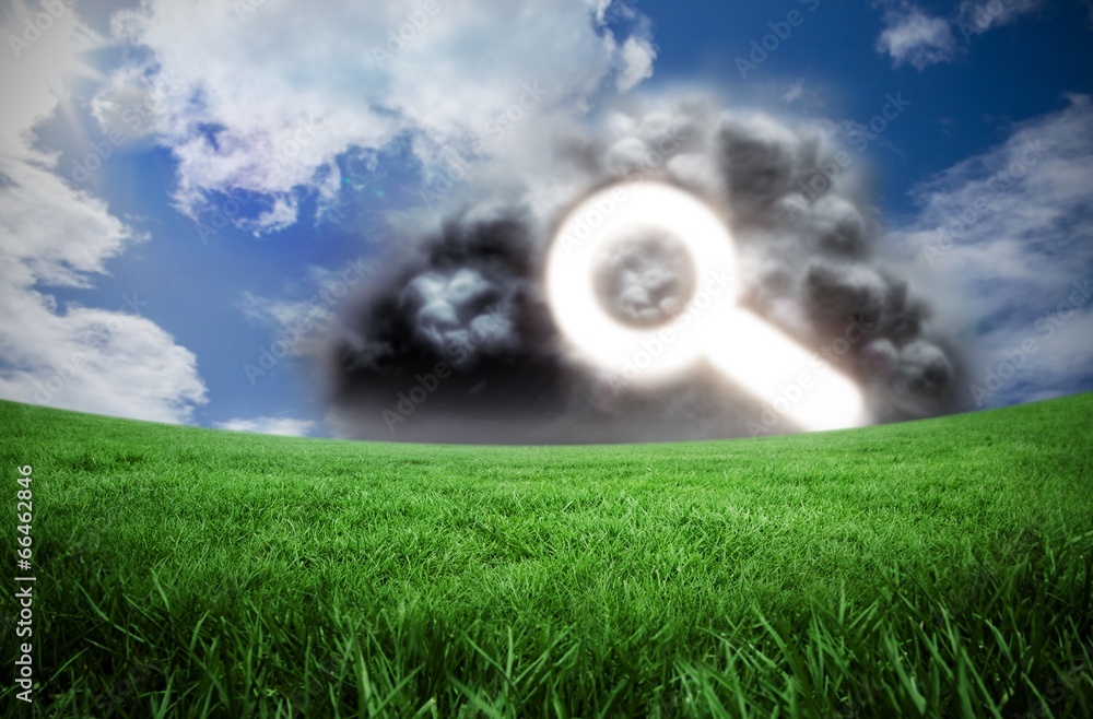 Aufkleber composite image of magnifying glass in cloud