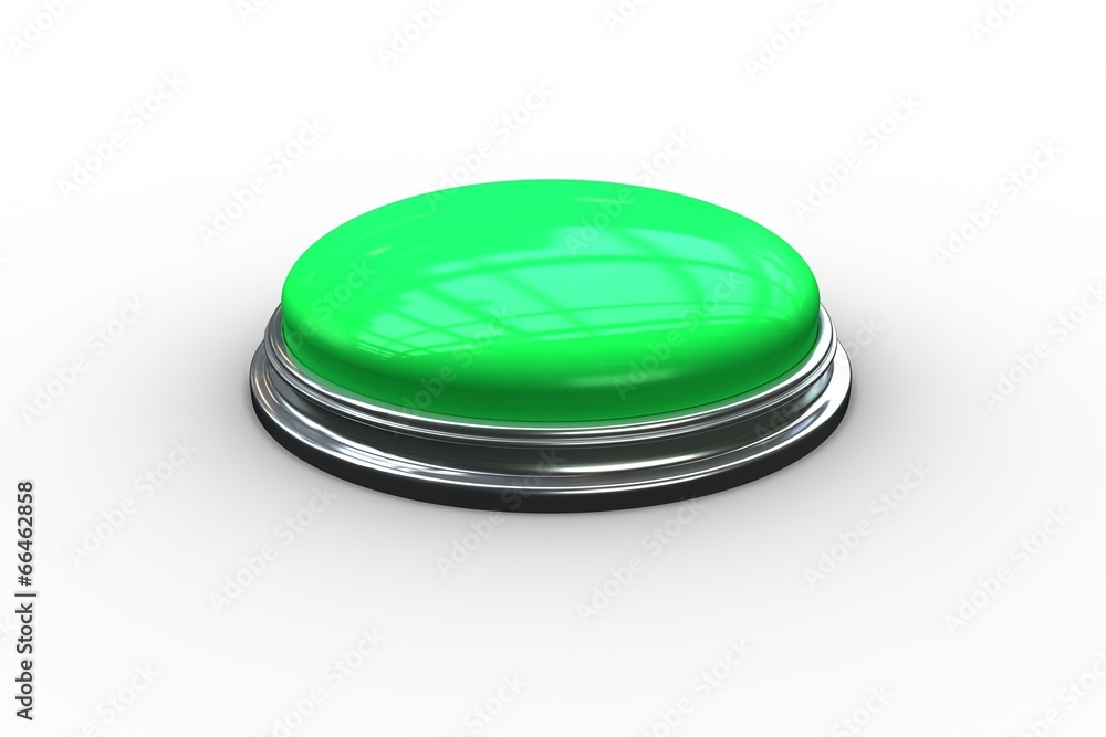 Poster Digitally generated green push button