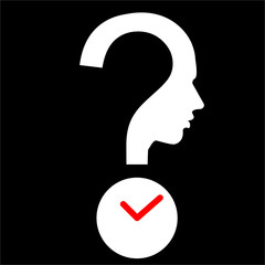 question mark human head with timer, DeadLine symbol, vector