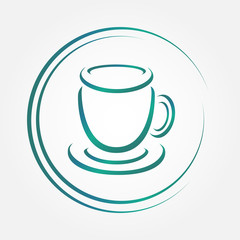 Vector icon of blue tea or coffee cup