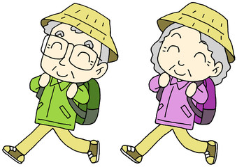 ハイキング　老夫婦