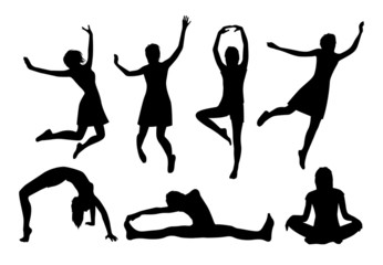 active girl silhouette vector