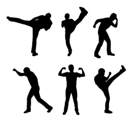 people fighting silhouette vector