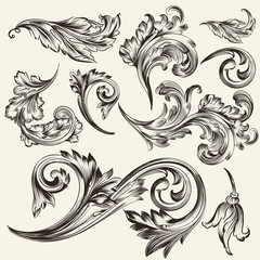 Collection of vector vintage flourishes - obrazy, fototapety, plakaty