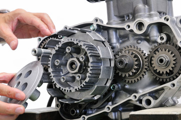 Naklejka premium バイクエンジンの整備