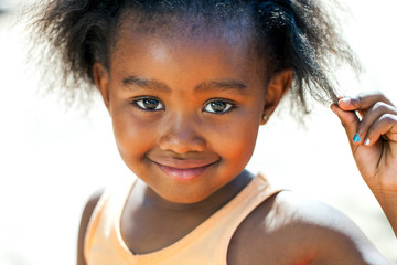 Facial portrait of african girl.