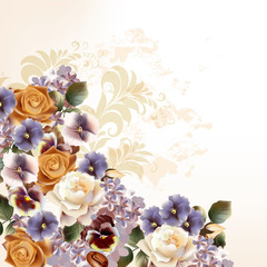 Obraz na płótnie Canvas Fashion background with roses in retro style