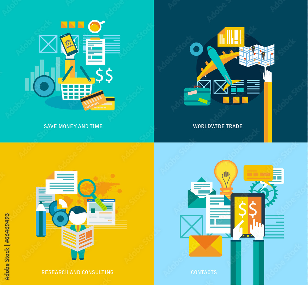 Poster flat style ui icons to use for your business project