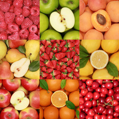 Collage mit Früchten und Obst