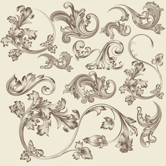 Set of vector flourishes in vintage style