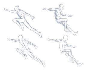 human in motion artistic sketch with shading vector