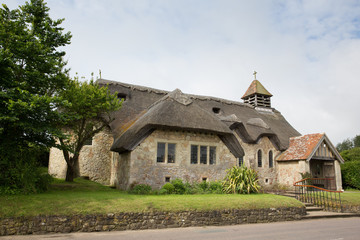 Fototapeta na wymiar Thatched church St Agnes Freshwater Bay Isle of Wight