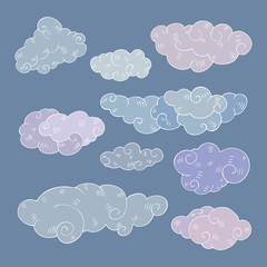Vintage clouds set.