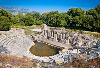 Amphitheater of the ancient Baptistery at Butrint, Albania. - obrazy, fototapety, plakaty