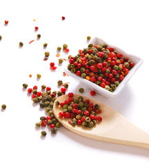 pepper on wooden spoon