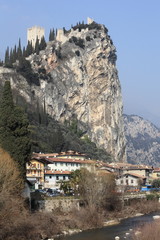 Arco Castle on a cliff near Lake Garda, Italy