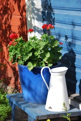 Flower arrangements in a country style