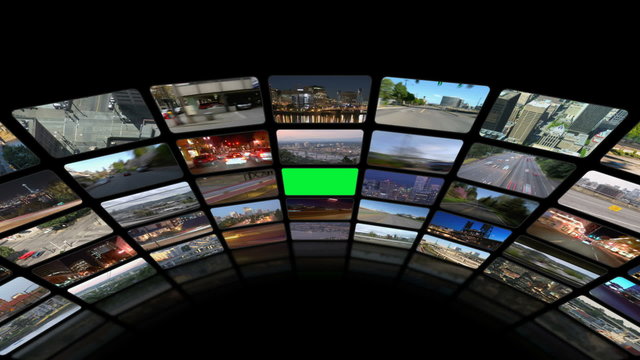 Video Wall Zoom In Green Sharp Angle (black)