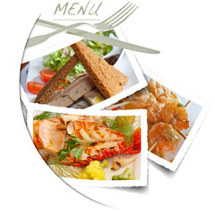 menu restaurant avec photos et couverts