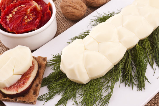 String Cheese On Chopping Board