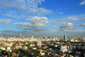 Bangkok City with Blue Sky on Cloudy Day, Thailand.