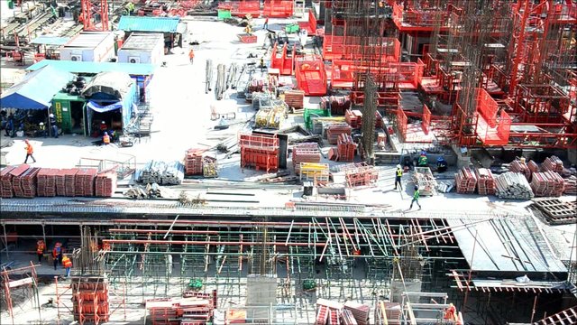 People working on Building  Construction Site at Bangkok